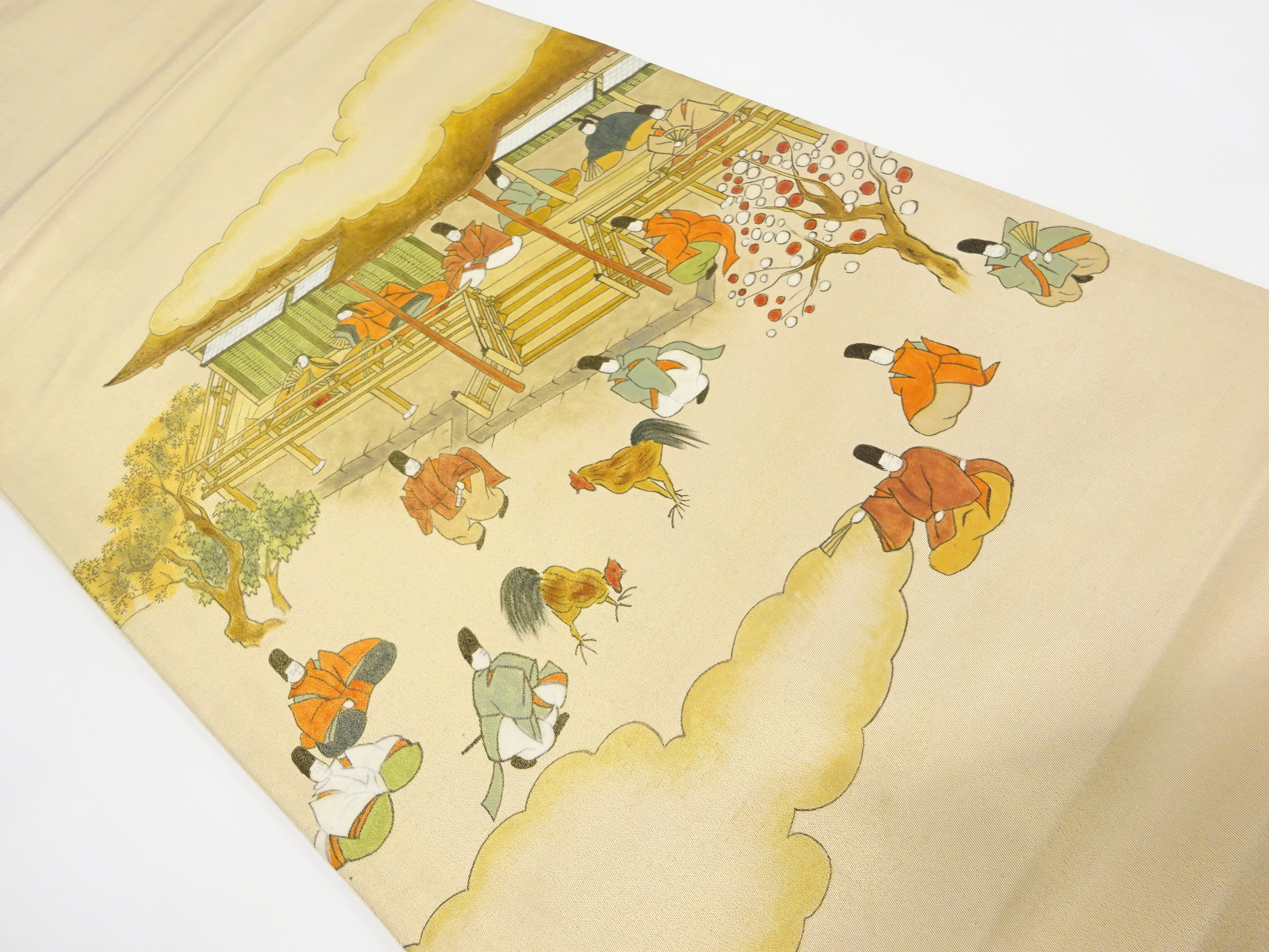 JAPANESE KIMONO / ANTIQUE FUKURO OBI / ROYAL PALACE IN THE HEIAN ERA